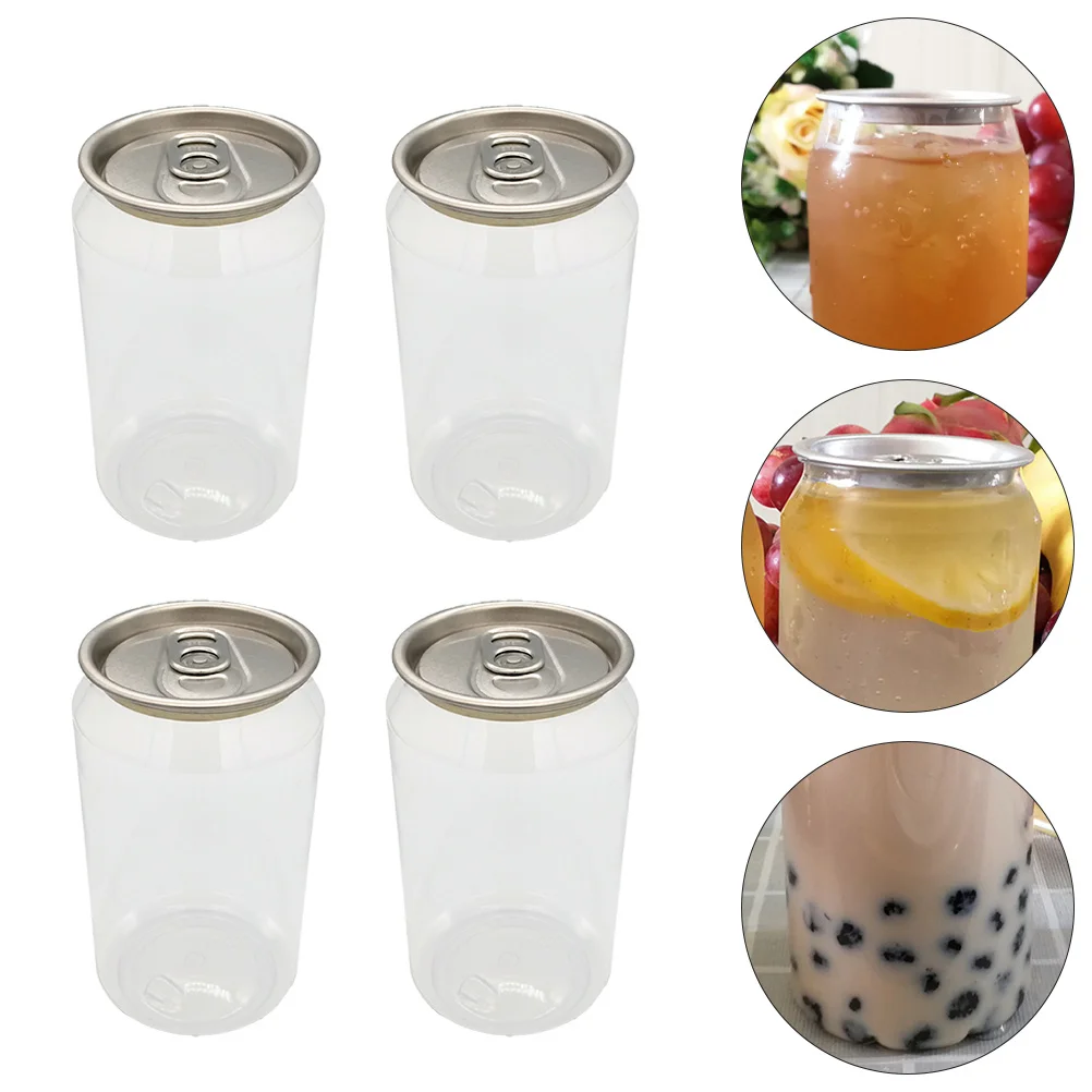 

10 Pcs Pet Food Containers Disposable Canned Milk Tea PET Empty Disposable Container Safe Juice Containers Food Packing