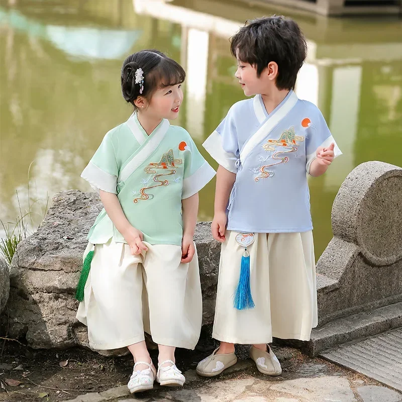 Милый костюм для мальчиков и девочек в древнем китайском стиле винтажный