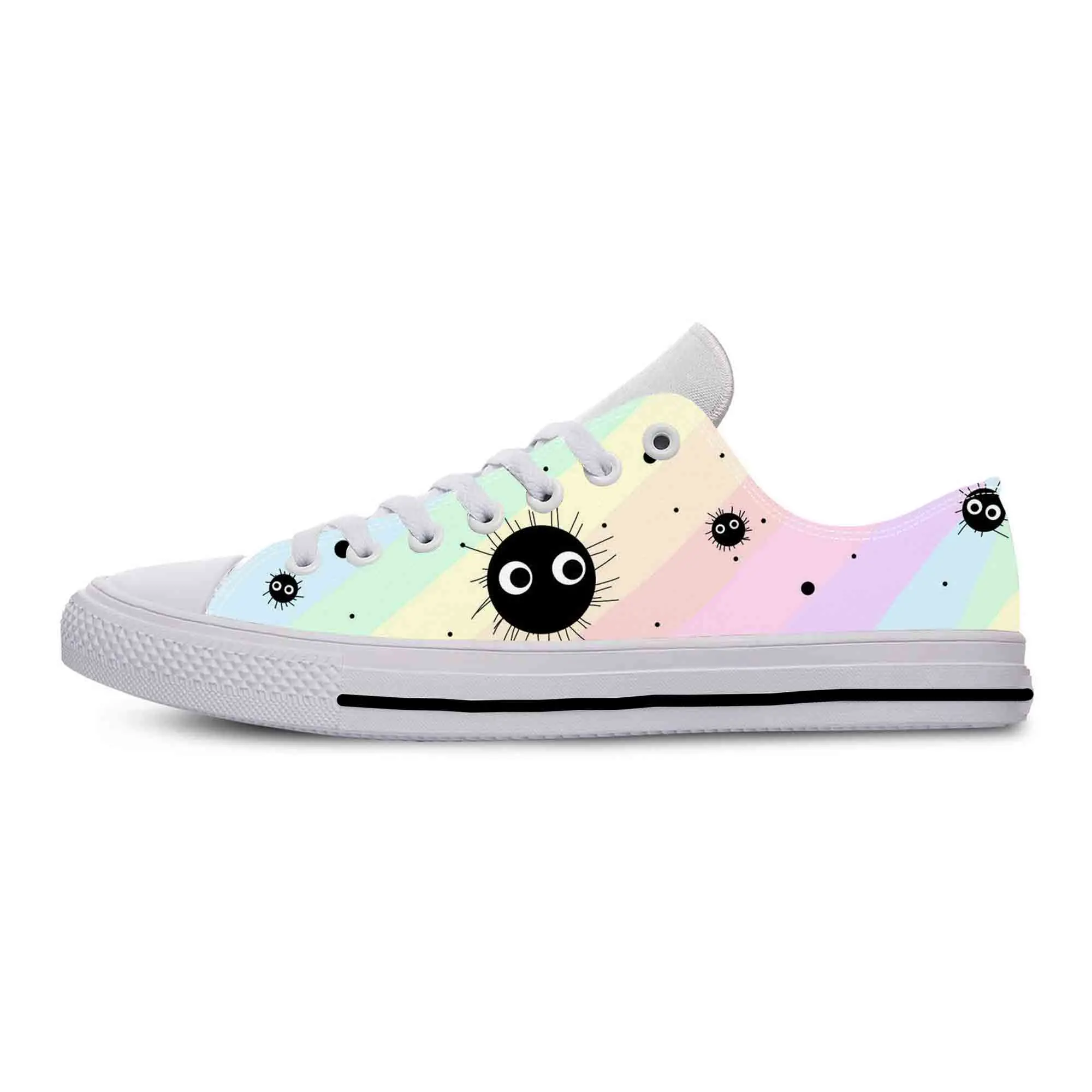 

Hot Anime Cartoon Soot Sprite Totoro Spirited Away Casual Cloth Shoes Low Top Breathable Lightweight 3D Print Men Women Sneakers