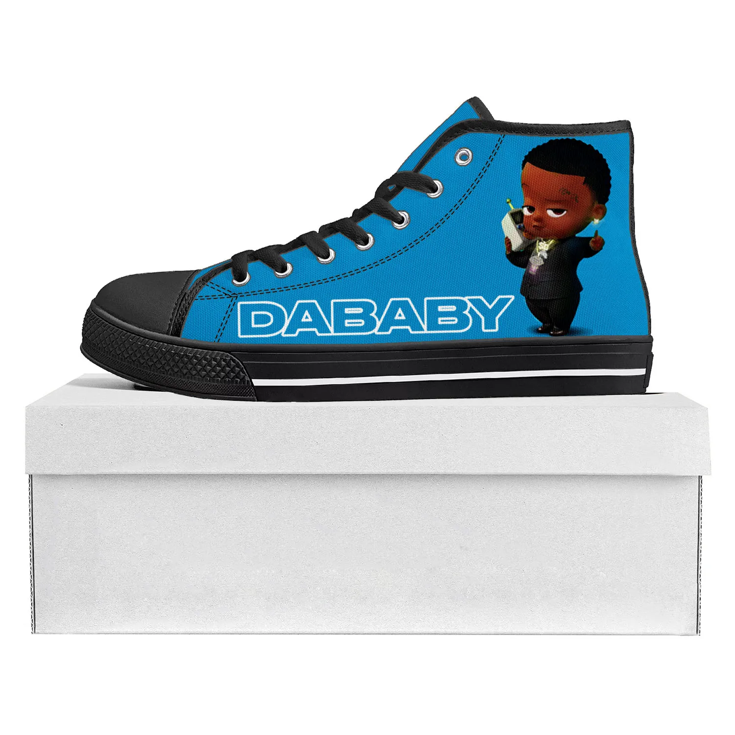 DaBaby Rapper Music Pop Blue High Top High Quality Sneakers Mens Womens Teenager Canvas Sneaker Casual Couple Shoes Custom Shoe