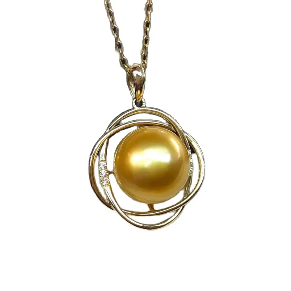 

DIY Pearl Accessories 925 Silver Pendant Empty Holder Gold Plated K Gold Necklace Pendant for Women Suitable Inlaying 11-13mm
