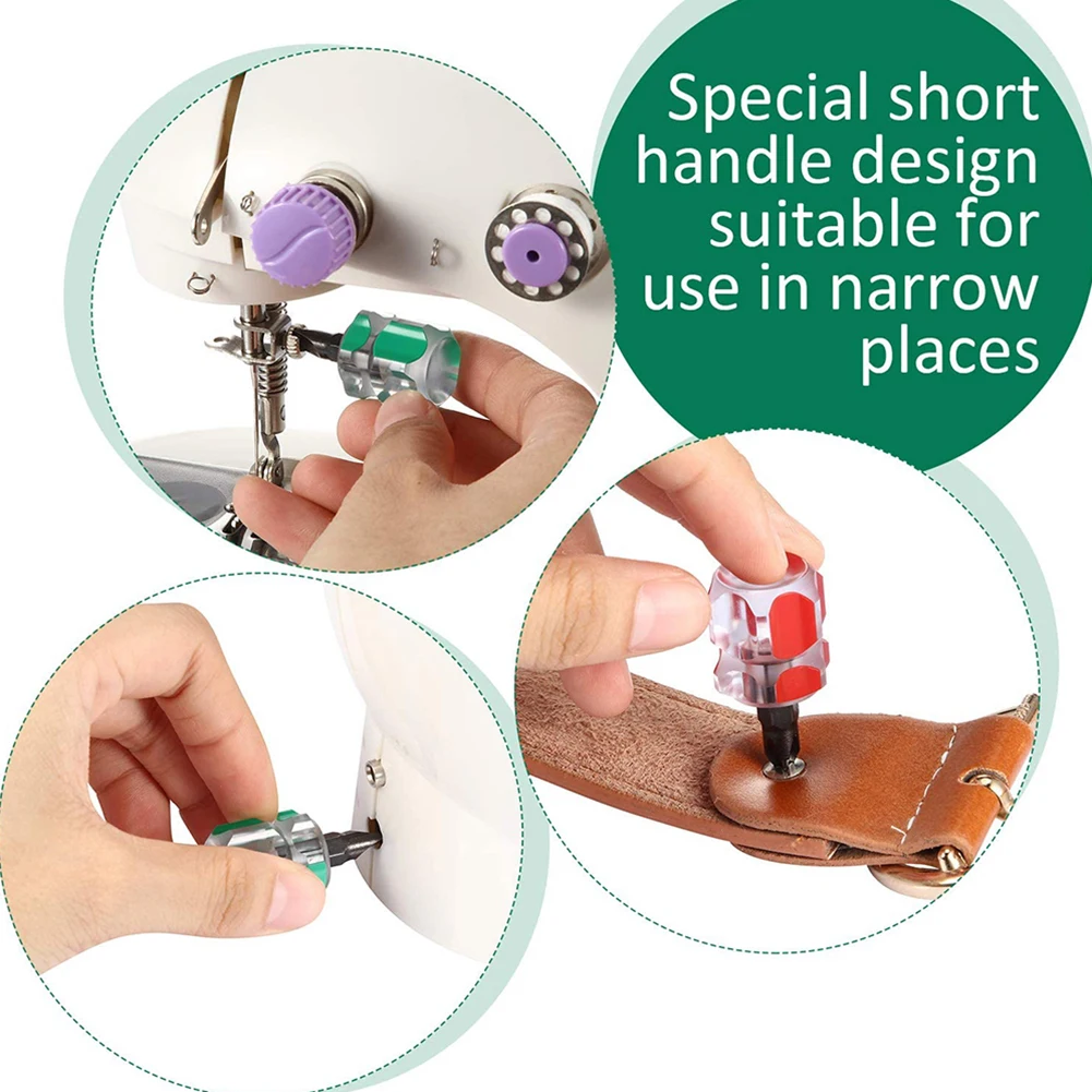 

3Pcs Short Screwdriver Flat Head /Cross-Head/2-In-1 Interchangeable Screwdriver Mini Ratchet Screwdriver Hardware Tool