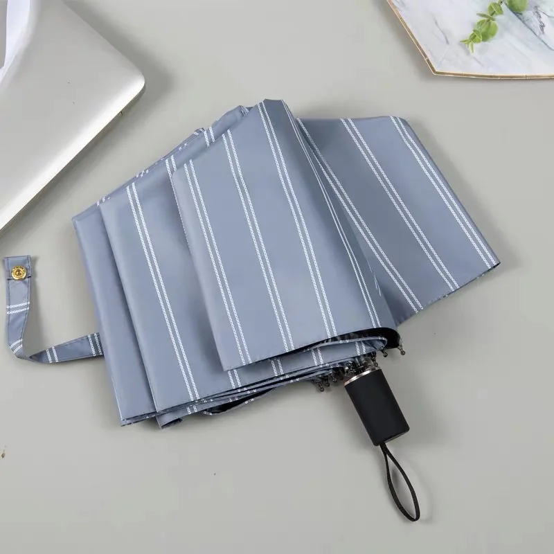 Зонт ветрозащитный мужской/женский складной уличный зонтик в полоску с черным