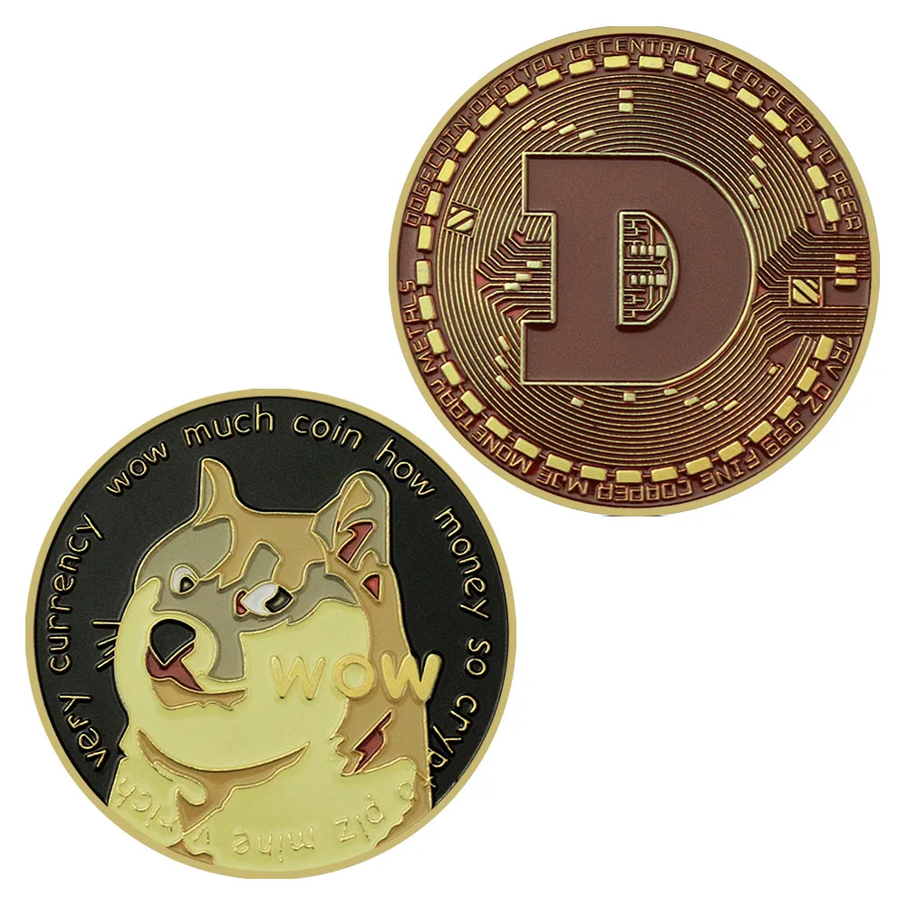 

Dogecoin сувенирная Золотая Серебряная Памятная монета Doge WOW, коллекционный подарок, Коллекционная монета