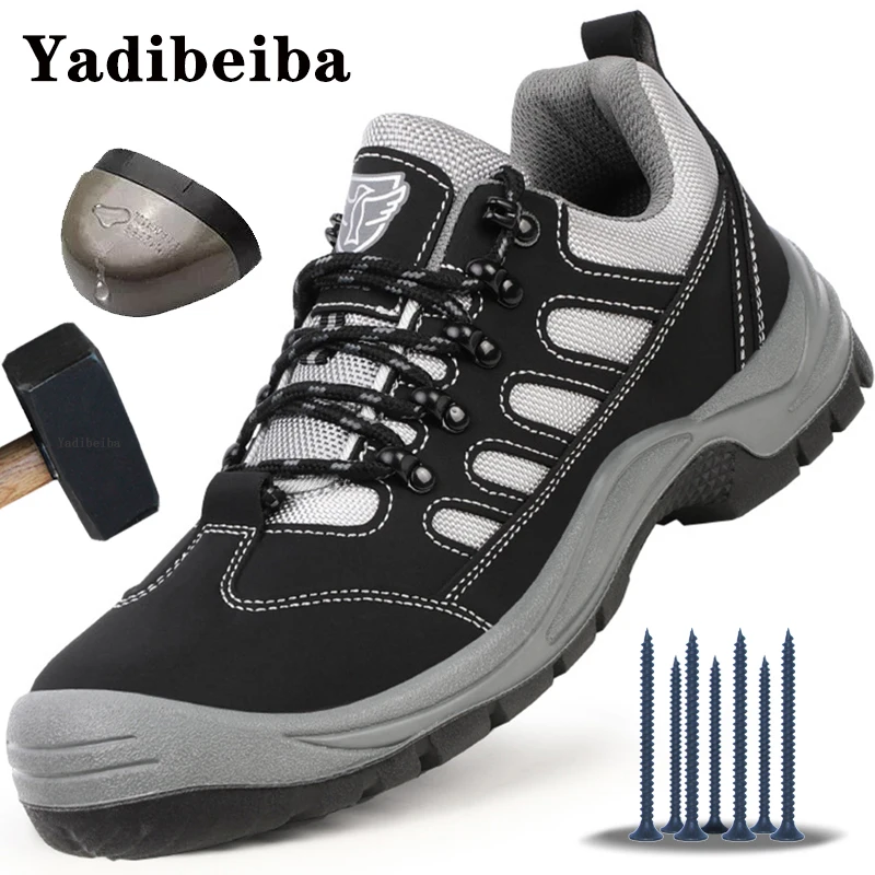 

Мужские рабочие ботинки со стальным носком, непрокалываемые защитные ботинки, мужские строительные неразрушаемые ботинки, дышащие рабочие...