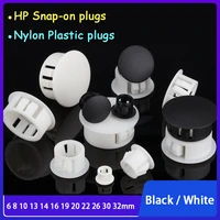 black white snap on plug 6 8 10 13 14 16 19 20 22 26 30 32mm plastic hole plug blanking end caps tube pipe inserts plug bung