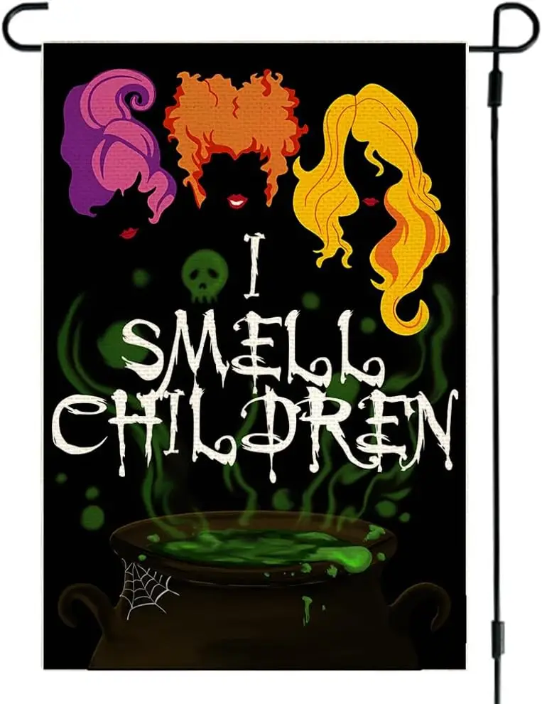 Декорации для Хэллоуина RABUSOFA Hocus Pocus Садовый флаг 12x18 дюймов двусторонний снаружи