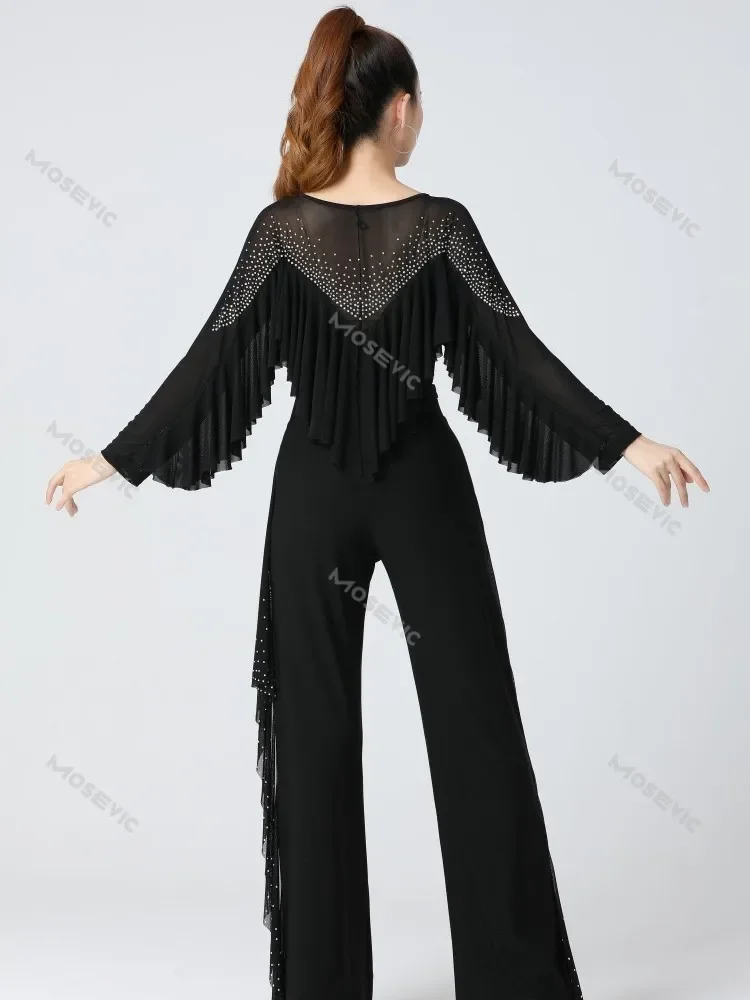 Одежда для бальных танцев с рюшами балетные стандартные женские топы