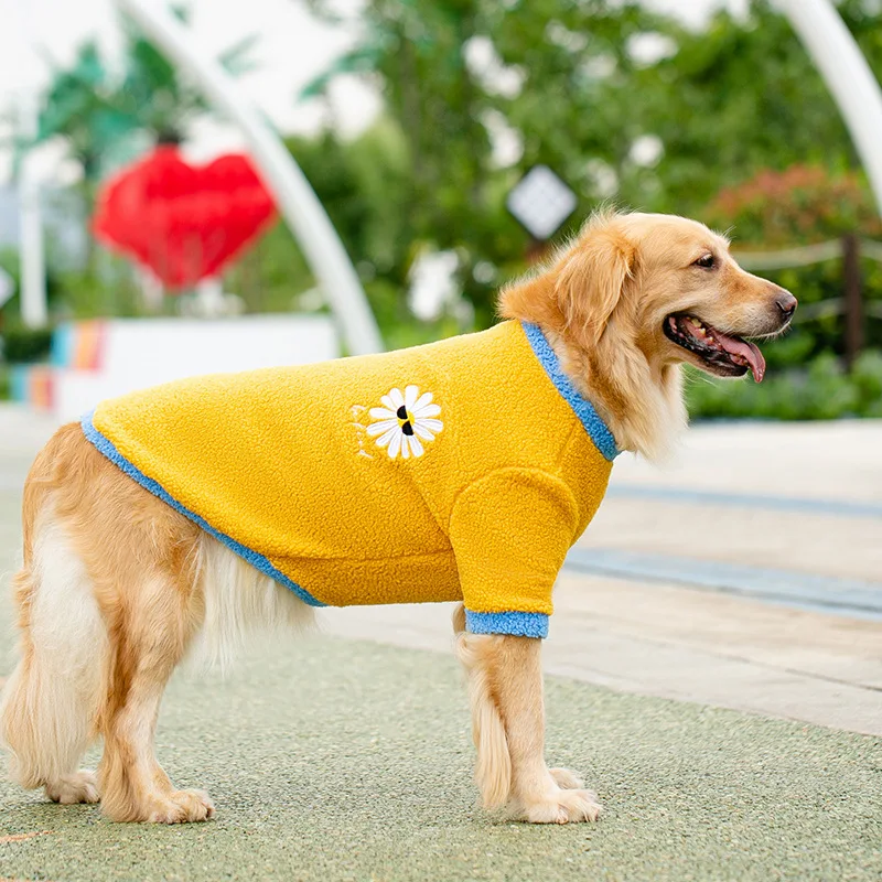 

3xl-8xl Big Dog Fluffy Jacket New Autumn and Winter Warm Little Daisy Sweater Golden Retriever Medium Large Dog Spring Two-Legge