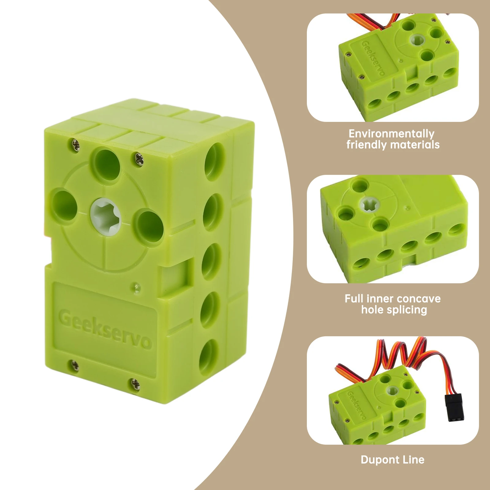 Фото Geekservo 0.7KG 360 °   Сервопривод CW/CCW с непрерывным вращением, зеленый, 4.8V-6V, PWM, для Microbit Raspberry Pi №1