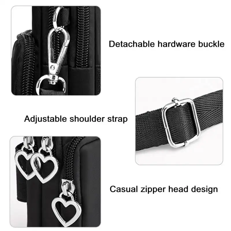 Fresh Nylon Waterproof Women's Small Crossbody Cell Phone Pouch Purse with Credit Card Slots, Adjustable Strap for Comfort.