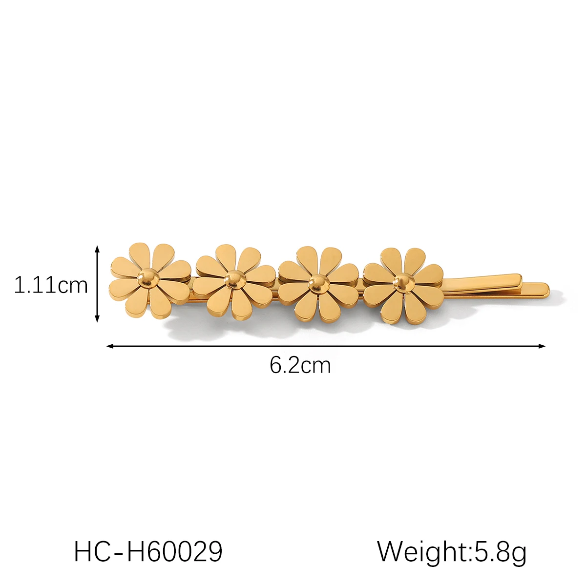 Винтажная заколка для волос с цветком ромашки из нержавеющей стали позолоченные