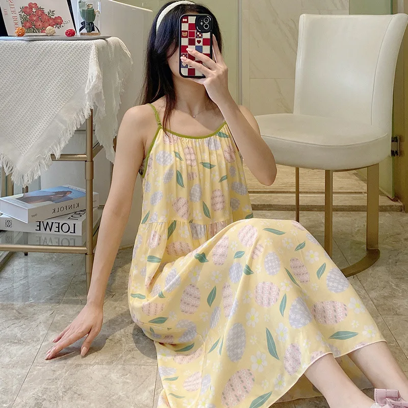 2023 Sweet Summer Can be Worn Externally Sexy Nightgown Cute Dresses Lovely Home Clothes Floral Suspender Strap Women Clothes
