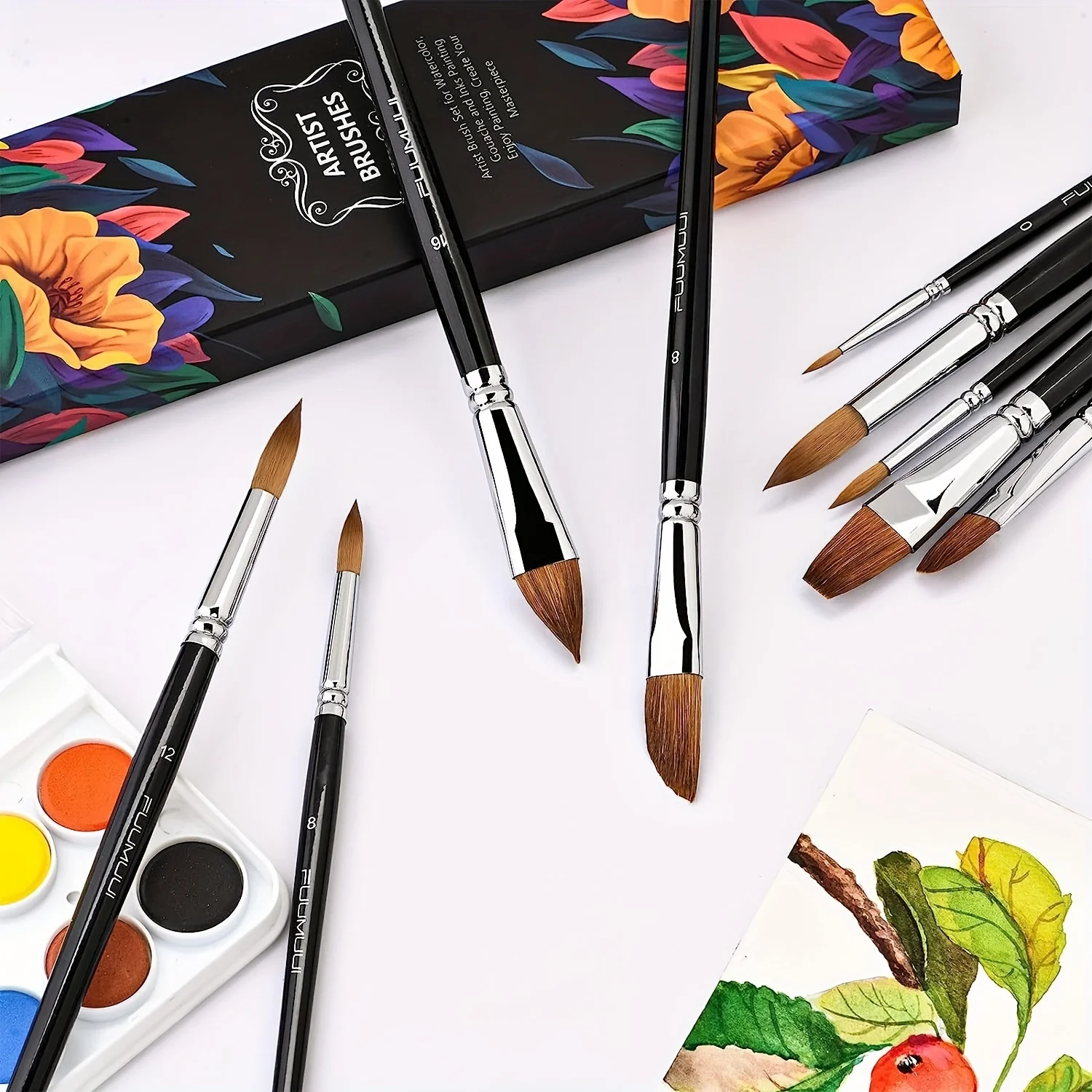 Kolinsky акварельные кисточки Set-9pcs профессиональные искусственные волосы для