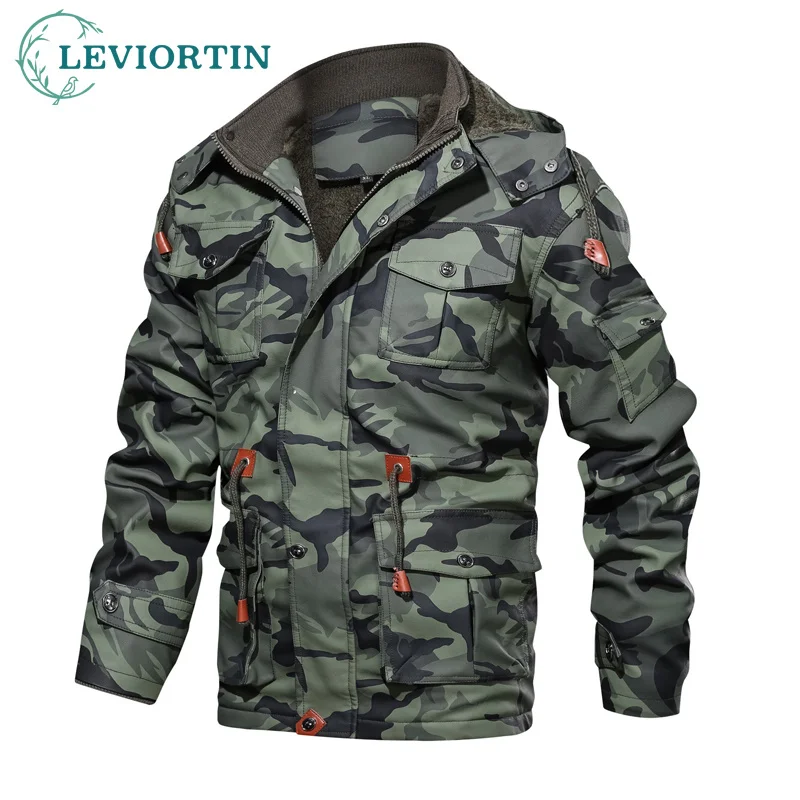 

Coats Men's Winter Camouflage Leather 2023 Warm Hooded Jacket Outdoor Warm Thickening Thermal Faux Leather Mens Biker Jackets