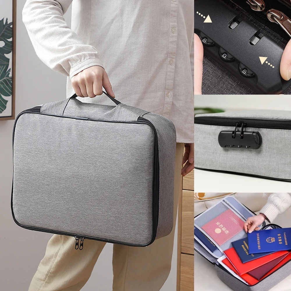 Handbag Documents Organizer Briefcase Travel Waterproof Multifunctional Luggage Storage Safe Functional File Lockbox Women Bag