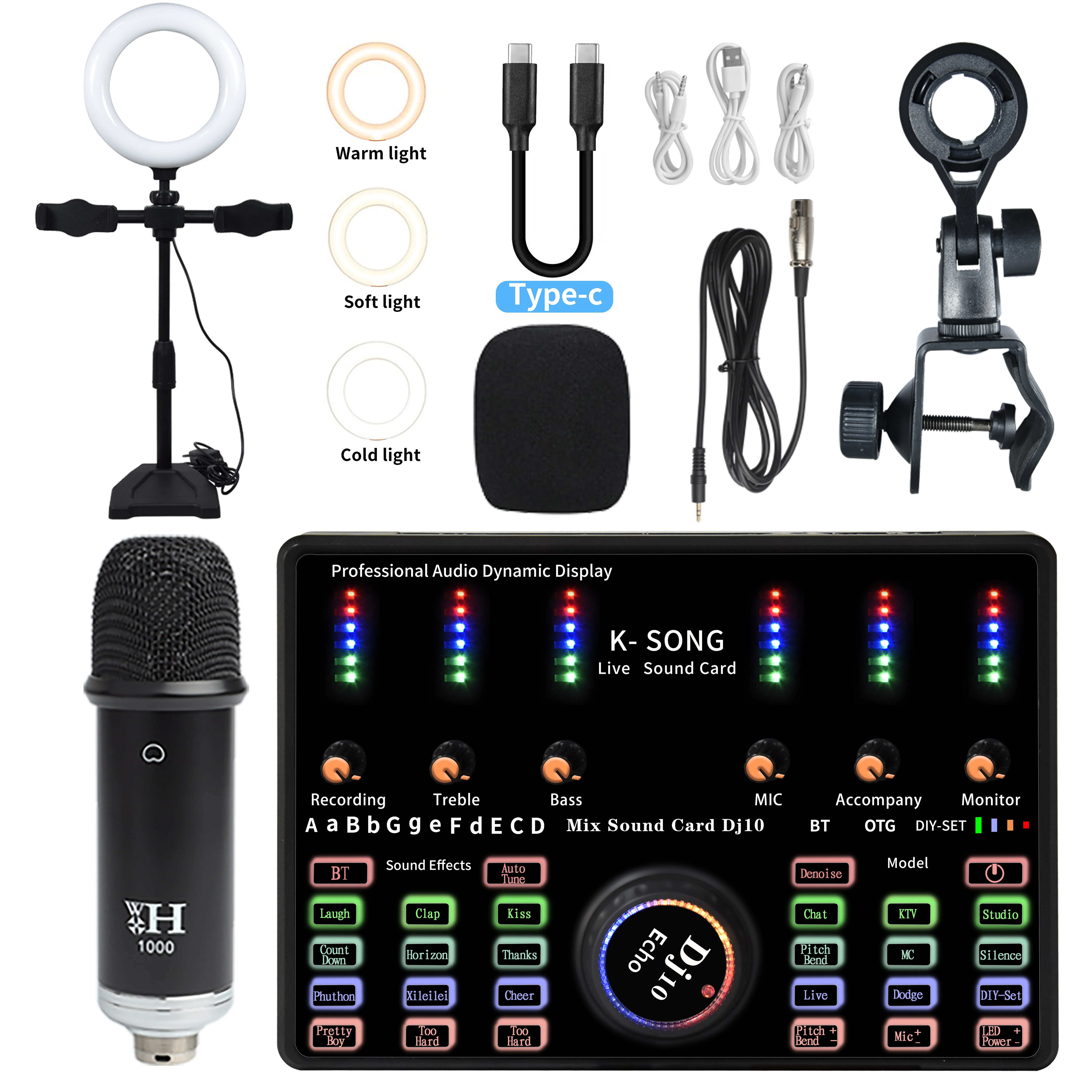 

WX1000 Microphone for Home Entertainment Karaoke Game Live Video Conference Youtube Microphone