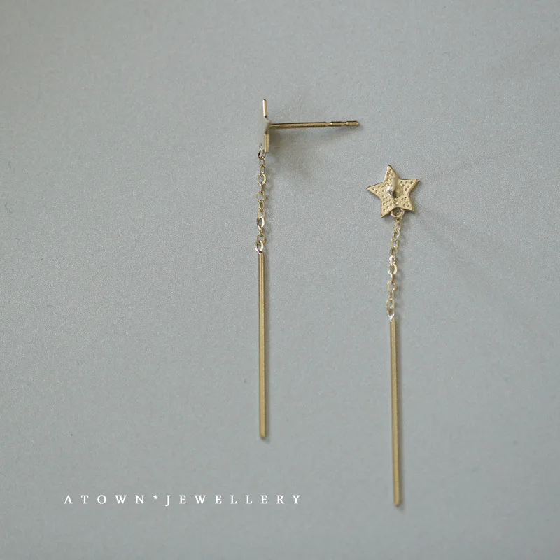 Женские серьги-подвески со звездами из серебра 925 пробы