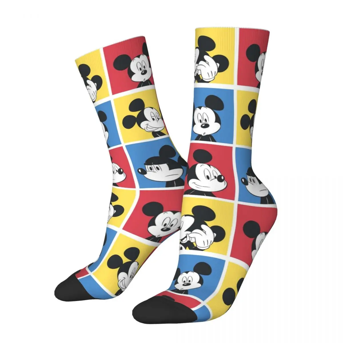 

Cool Disney Mickey Mouse Sports Socks Anime Cartoon Polyester Middle Tube Socks for Unisex Sweat Absorbing