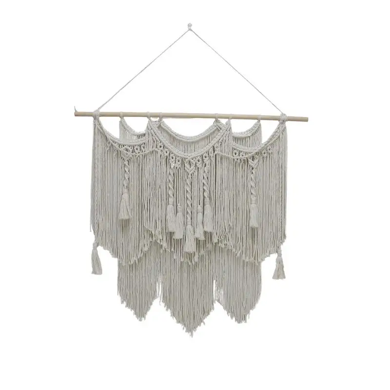 

Bohemian Tapestry Macrame Wall Hung Braided Leaves Decor With Tassels Boho Wall Decor Boho White Hung Woven Rope For Bedroom