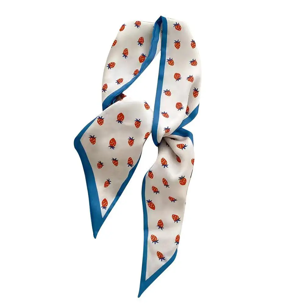 Синий маленький шелковый шарф модный цветочный женский декоративный аксессуары