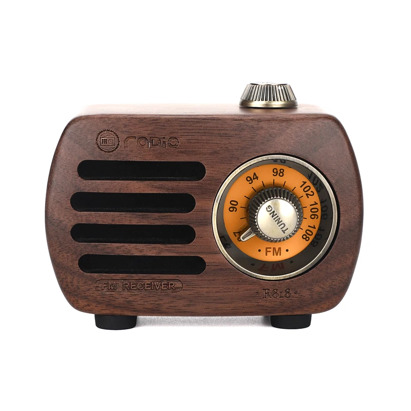 

Mini Vintage Retro Wood FM SD MP3 Bluetooth Transistor Rechargeable Radio with Speaker, R818(Walnut Wood)