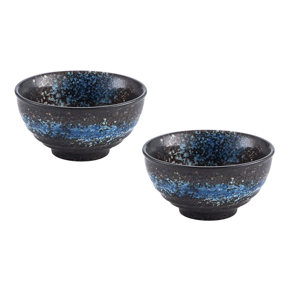 

2Pcs Ceramic Noodle Bowl Ramen Bowl Household Soup Bowl Retro Rice Bowl