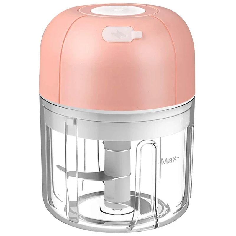 

Mini Food Processor Electric Garlic Chopper - Fruits Baby Food Processor Small Wireless Garlic Mincer 1 Cup 250ML Pink