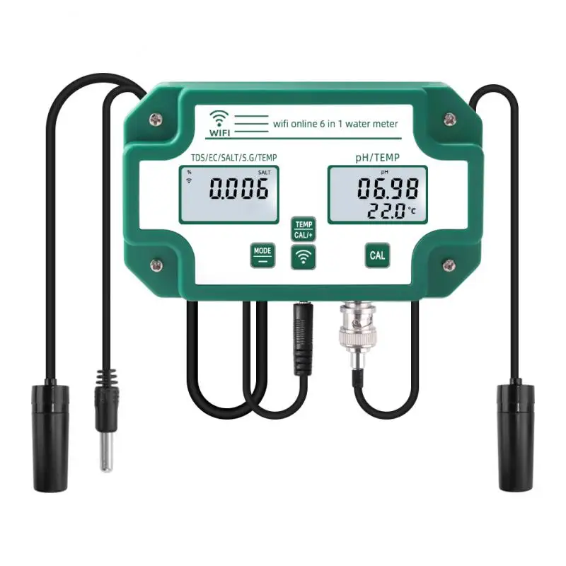 

Eu Us Uk Water Quality Tester With Adapter Plug App Control Ph Tds Ec Sg Salt Temp Monitor 6 In 1 Tuya New
