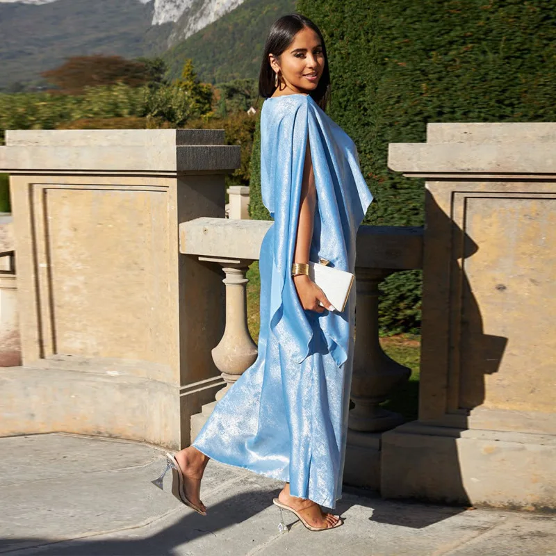 Элегантные женские мусульманские комплекты блестящее верхнее платье Дубай