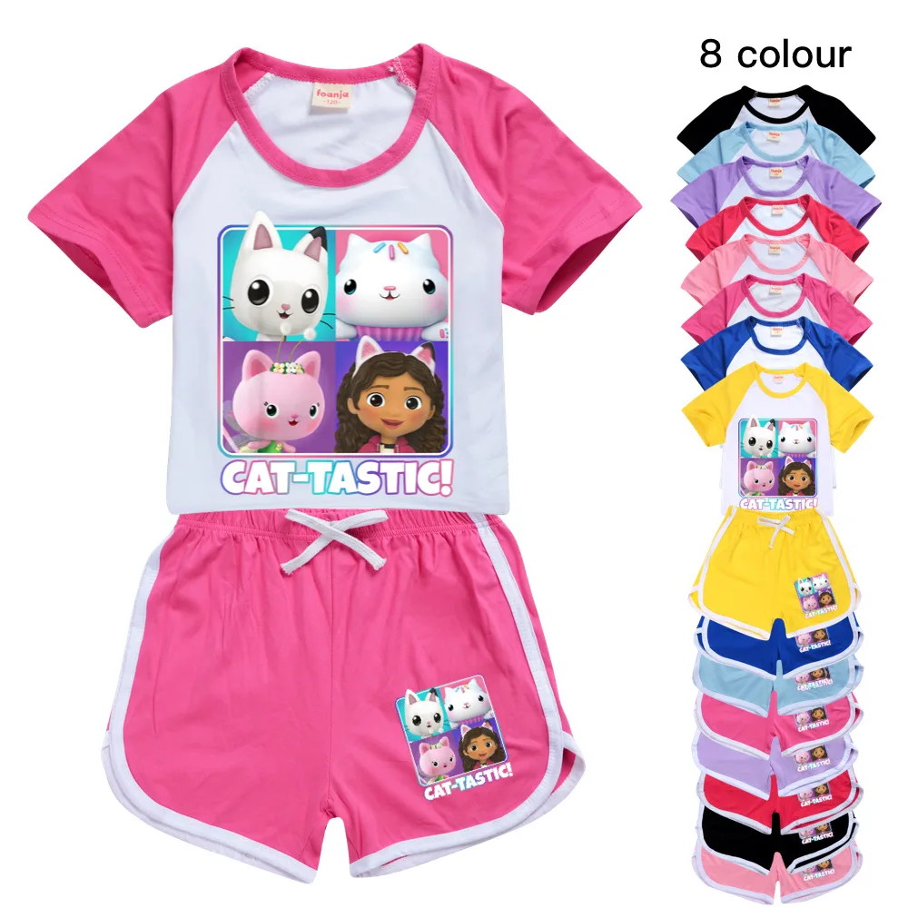 

Kids Cute Gabbys Dollhouse Clothes Toddler Girls Summer Outfit Toddler Boys Clothing Set Children Short Sleeve Leisure SportSuit