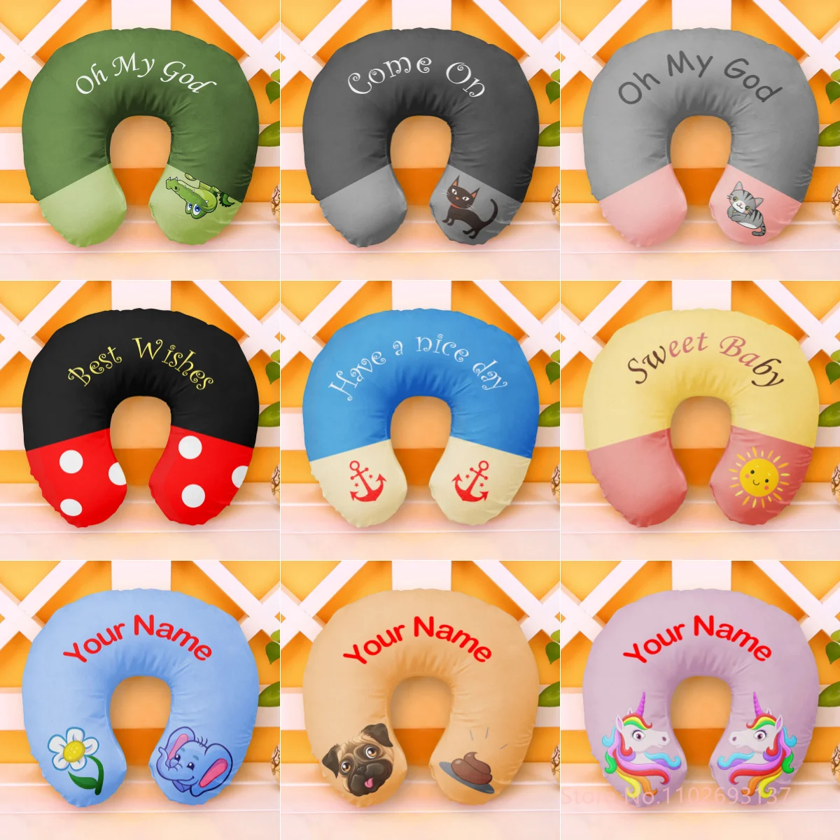Customize Your Name Logo Modern U Shaped Pillow Cushion Neck Pillow Car Travel Inflatable Pillow Travel Accessories For Adult