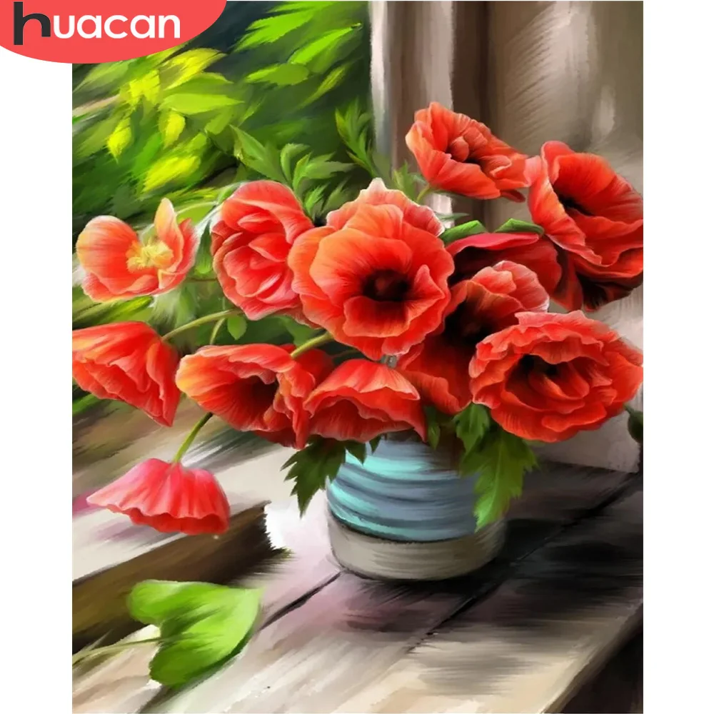 

HUACAN Paint By Numbers Peony Flower Wall Art Unique Gift Home Decor Hand Painted Coloring By Numbers For Living Room