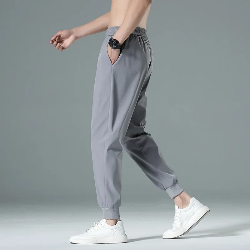 Лето 2021 новые мужские тонкие повседневные брюки из ледяного шелка удобные