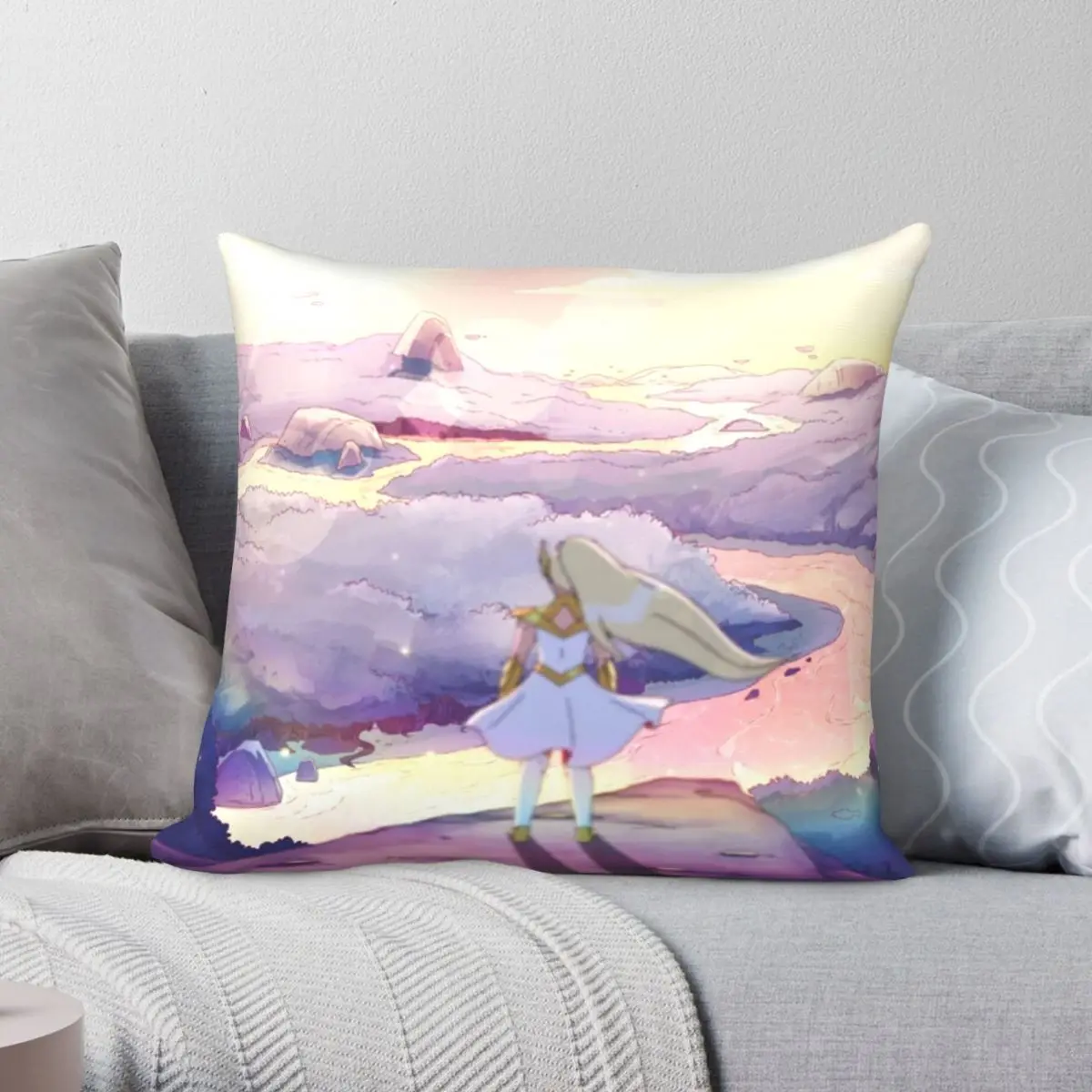 

She-Ra Looking Over Etheria Pillowcase Polyester Linen Velvet Pattern Zip Decor Room Cushion Cover 18"