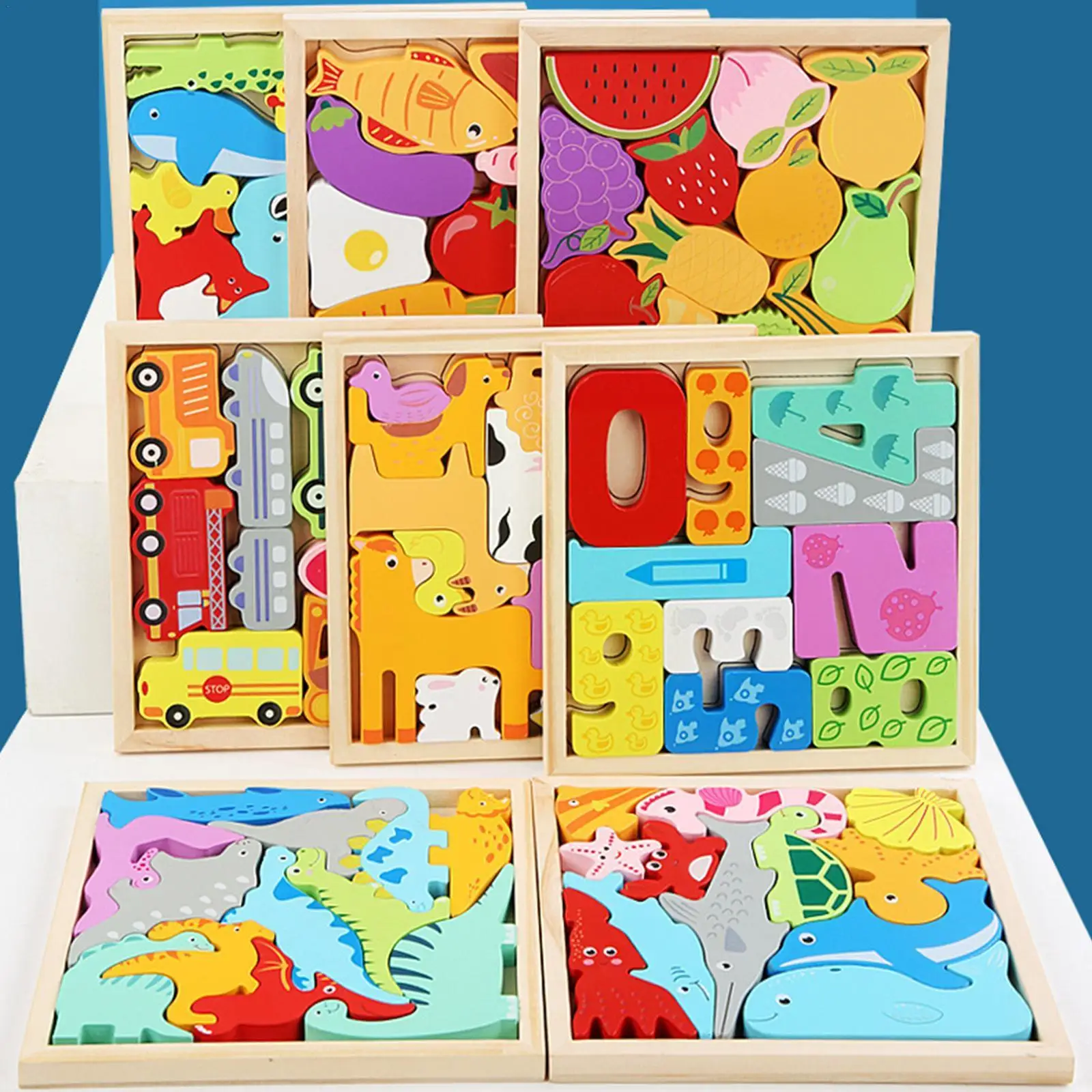 

Baby Montessori Toys Wooden Puzzle Tangram Jigsaw Game 3D Puzzle Preschool Early Learning Educational Toys For Children F2S6