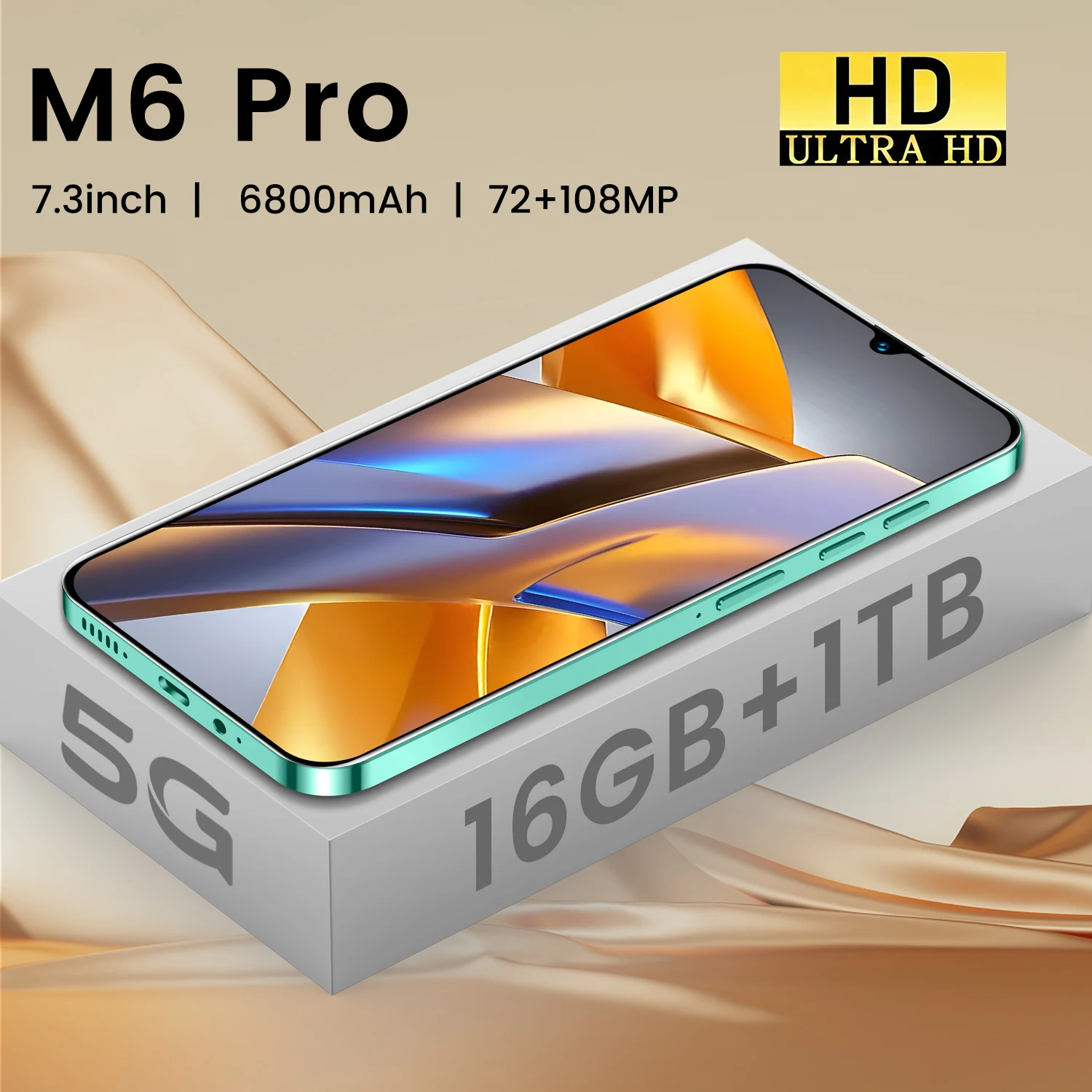

Смартфон глобальная версия M6 Pro, 16 ГБ + 1 ТБ, 6800 мАч, 72 Мп + Мп, 4G/Искусственная сеть, сотовый телефон с двумя Sim-картами, Android
