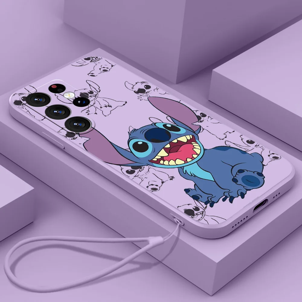 

Stitch Anime Art Phone Case For Samsung S23 S22 S21 S20 Fe S10 Note 20 10 Ultra Lite Plus Liquid Rope Funda Cover