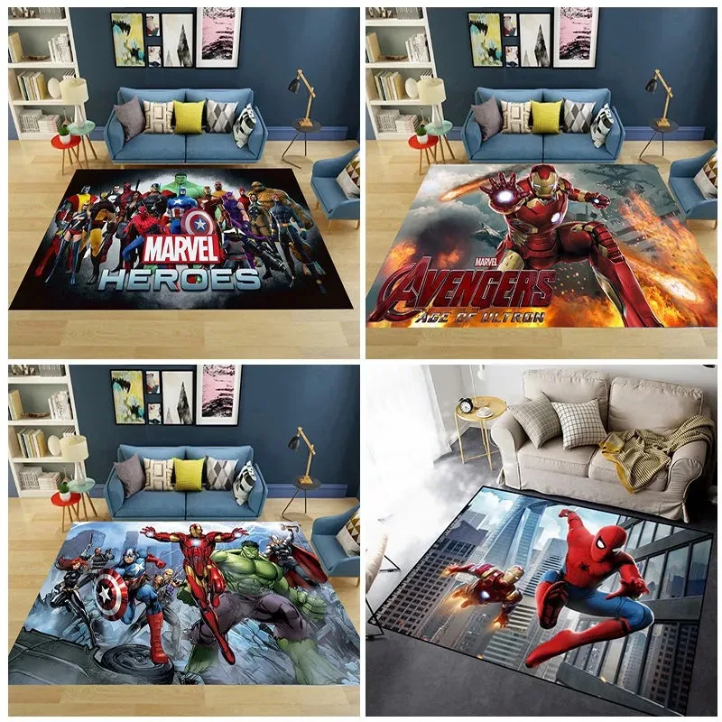 

Spiderman Disney Avengers Carpet Iron Man Captain America Cartoon Bedroom Bedside Carpet Absorbent Anti Slip Rug Floor Mat Home