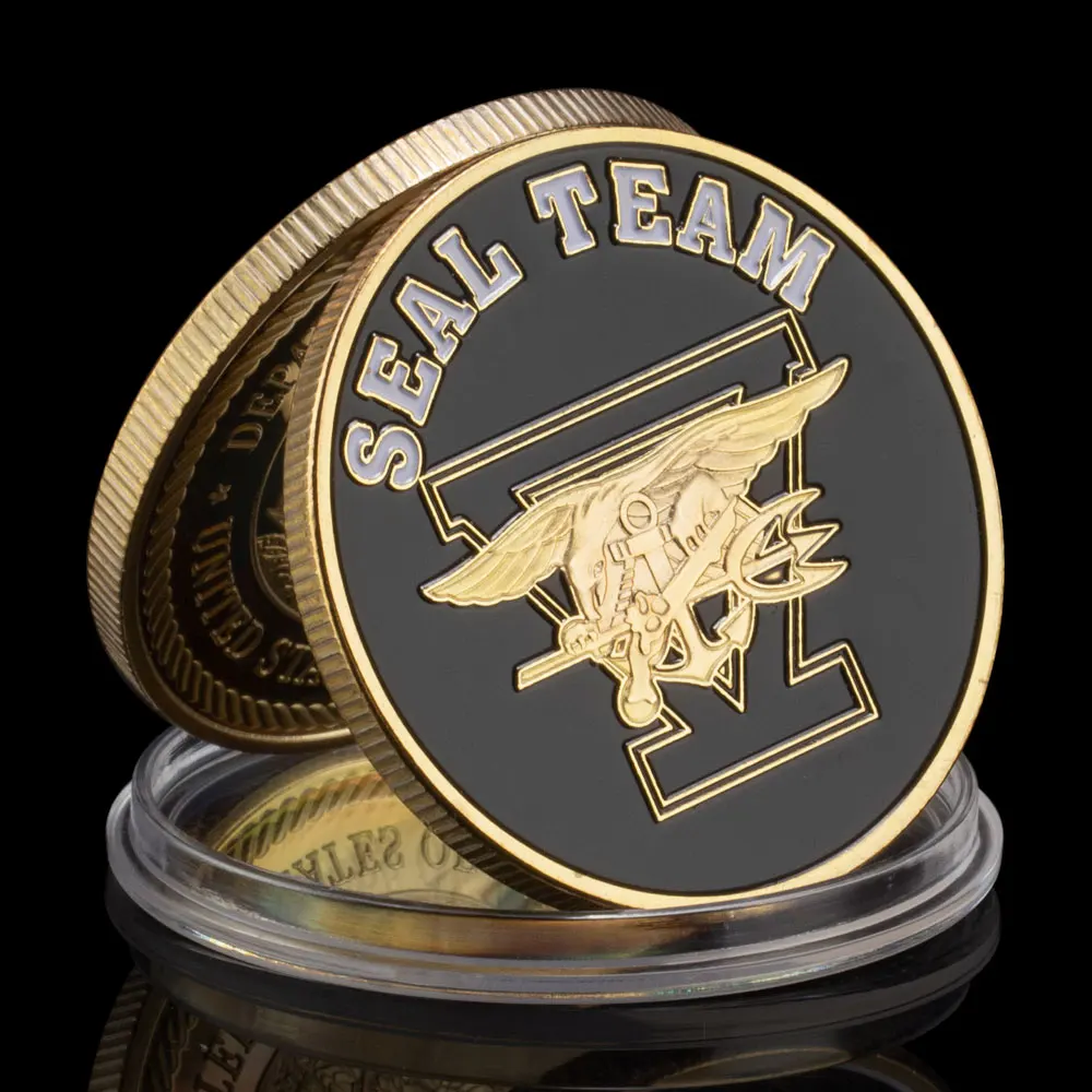 

United States Seal Team Department of The Navy Souvenir Veteran Collectible Gift Gold Plated Challenge Coin Commemorative Coin