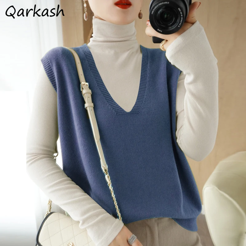 

Sweater Vests Women Spring Female Elegant 5 Colors Solid Simple Basic Daily Tender Cozy Loose Classic Stylish Hot Sale Ulzzang