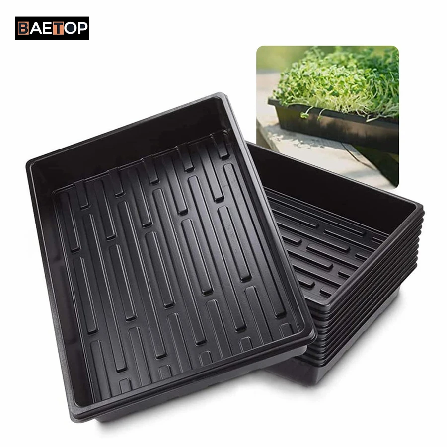 Heavy Duty Plastic Plant Growing Pot Hydroponic Seedling Starter Trays Without Holes for Plants Flowers Wheatgrass Microgreen