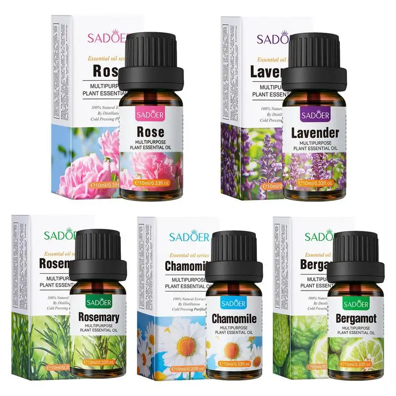 

10ml Rose Pure Oils With Droppers For Humidifier Oil Diffuser Lavender Bergamot Jasmine Rosemary Chamomile