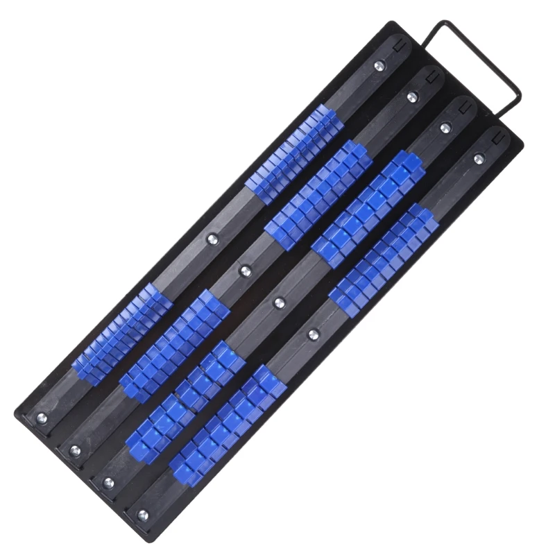 

Heavy Duty Socket Organizer Premium Quality Socket Holders Black Rails with Blue Clips Best Unique Tool Gift for Men