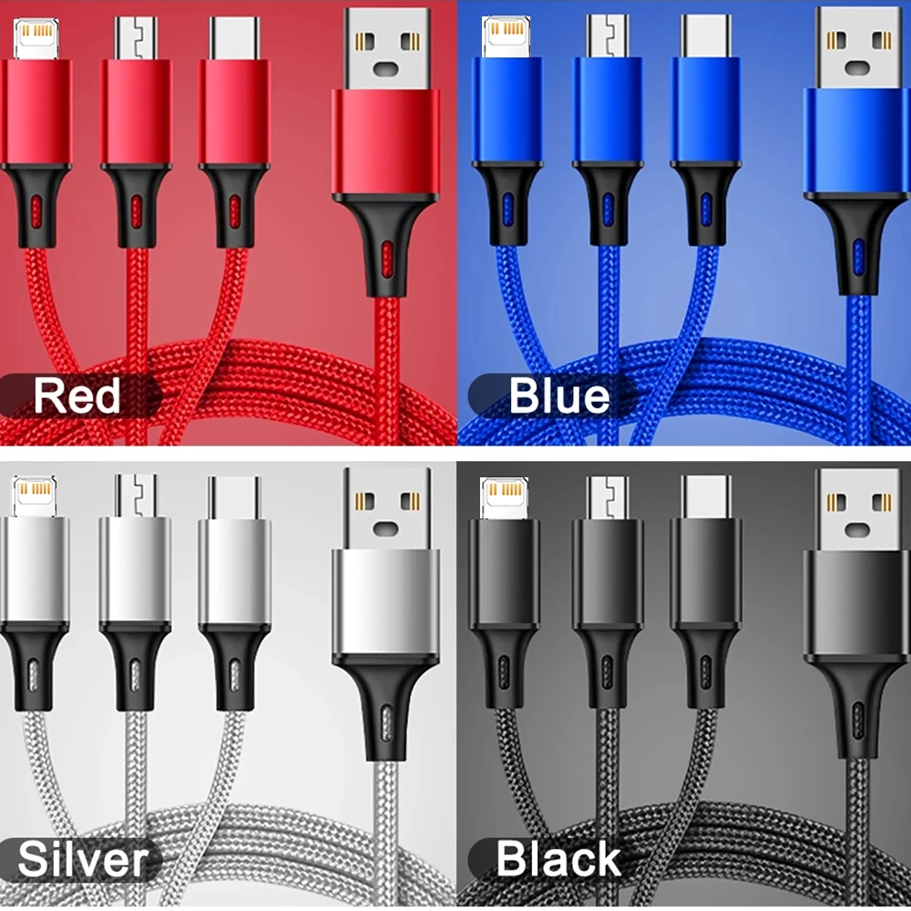 Лидер продаж зарядный кабель 3 в 1 с Micro USB типа C мульти Usb-порт шнур несколькими