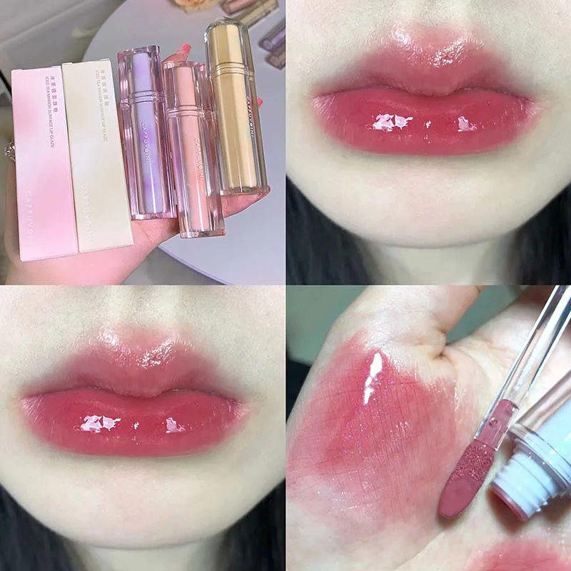 

Ice Tea Water Luminous Mirror Lip Glaze Liquid Lipstick Jelly Lip Long Lasting Waterproof Brightening Lip Gloss Makeup Cosmetic