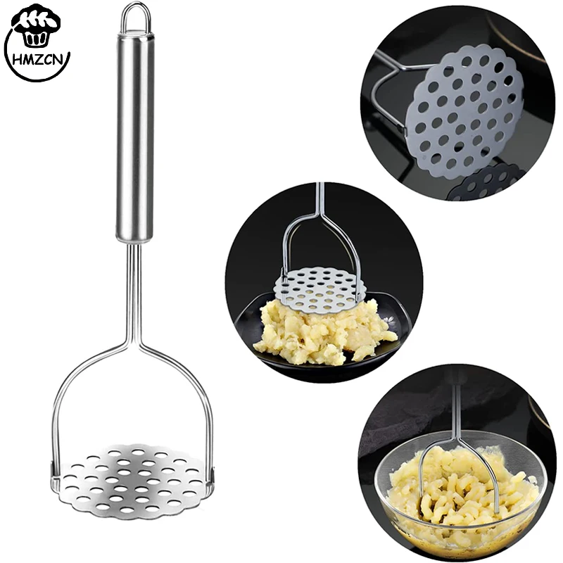 

Household Stainless Steel Potato Press with Handle Stainless Steel Masher Pumpkin Avocados Kitchen Mash Tool Gadgets Cooking New