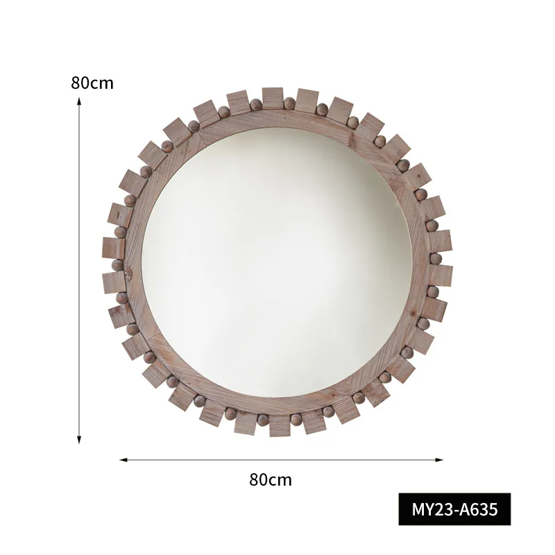 Винтажное круглое настенное зеркало в форме шестеренки с орнаментом из бисера