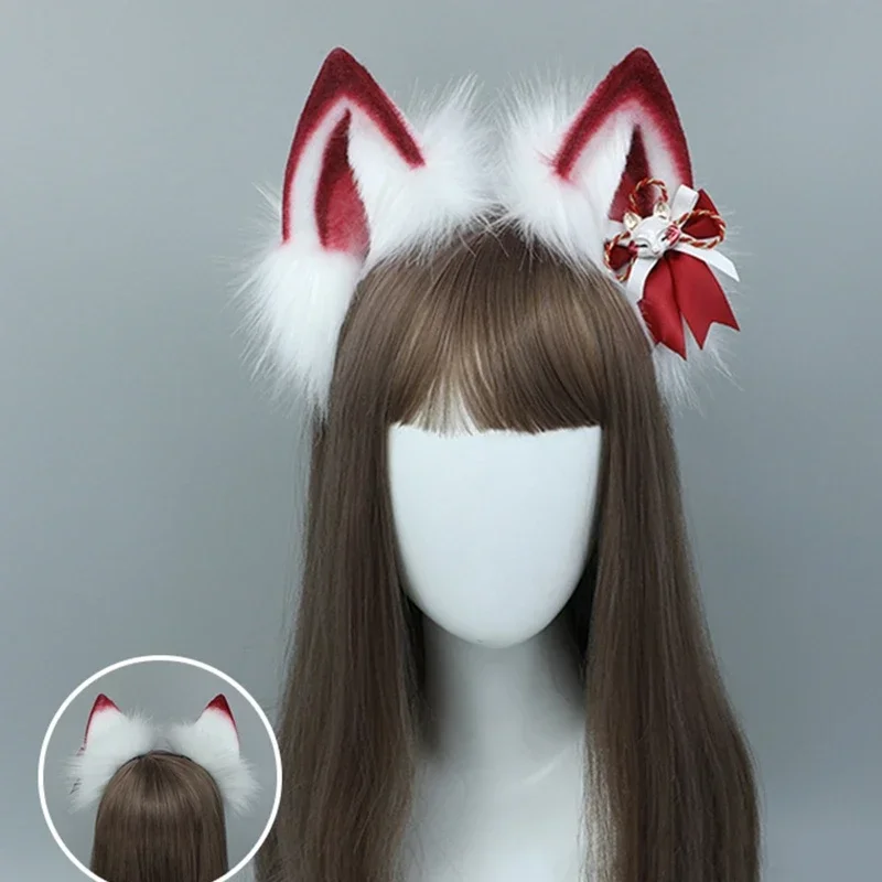 Модная плюшевая повязка на голову с кошачьими ушками банты лисы необычный