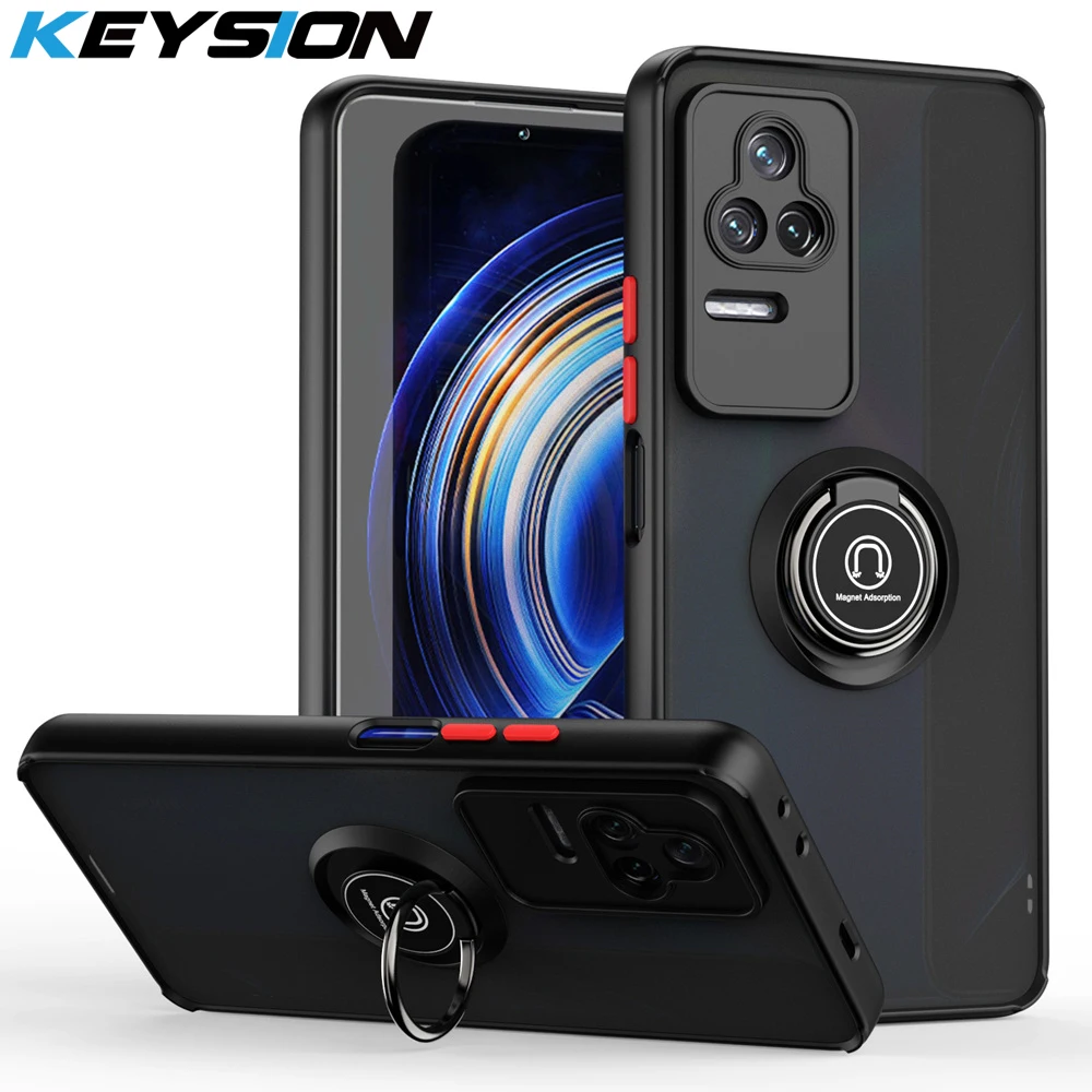 Модный матовый чехол KEYSION для Xiaomi POCO F4 5G прозрачная подставка с кольцом